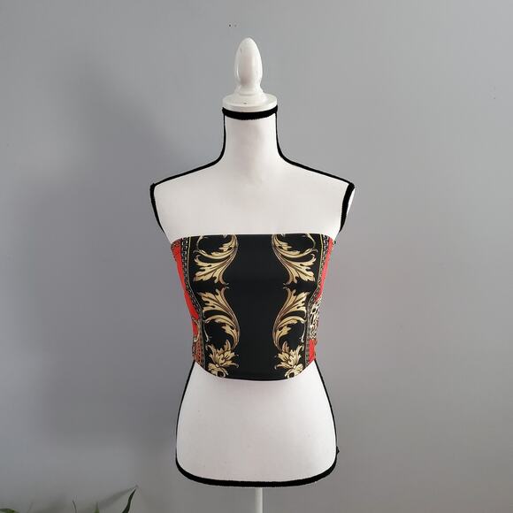 Blue Blush Baroque Strapless Crop Top L - Picture 1 of 5